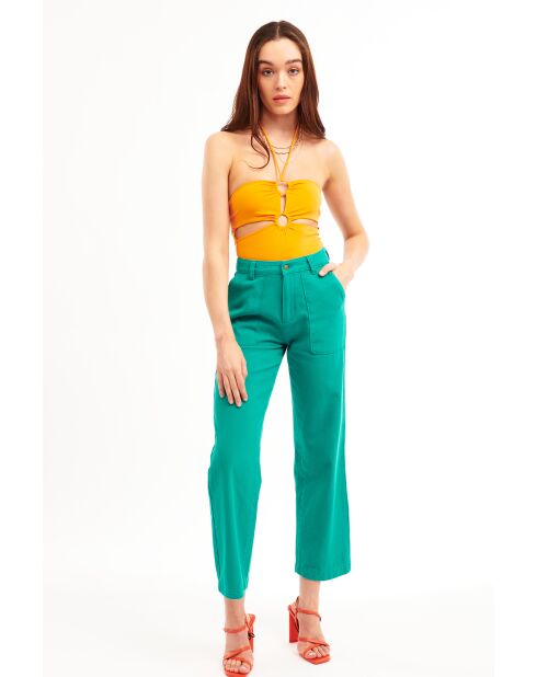 Pantalon jean large rétro Henry vert