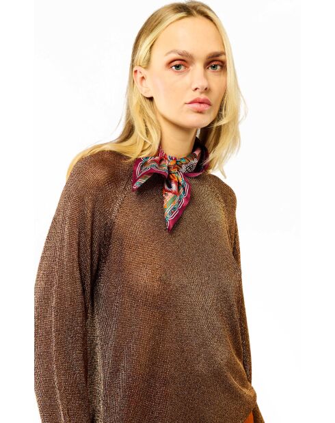 Pull manches longues col rond Romy orange
