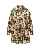 Robe midi manches longues à motifs Jaya beige