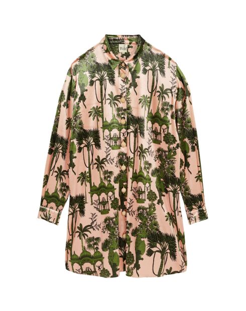 Robe midi manches longues à motifs Jaya beige