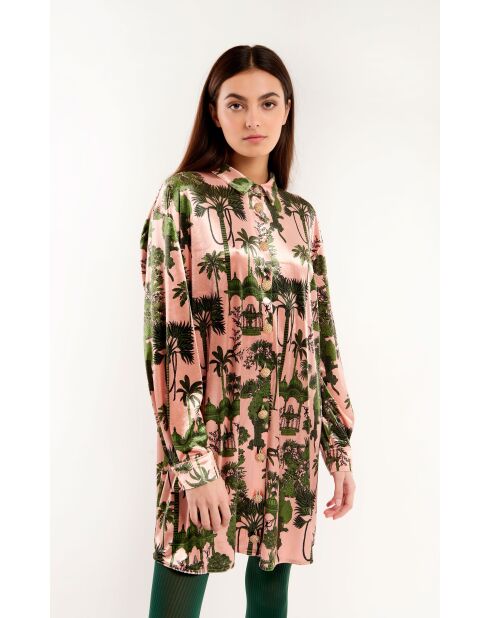 Robe midi manches longues à motifs Jaya beige