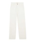 Pantalon droit en velours côtelé William blanc