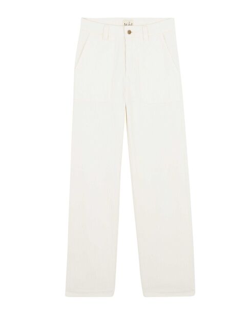 Pantalon droit en velours côtelé William blanc