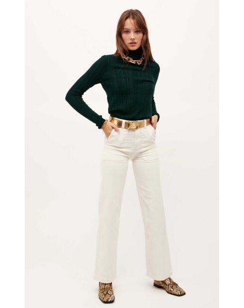 Pantalon droit en velours côtelé William blanc