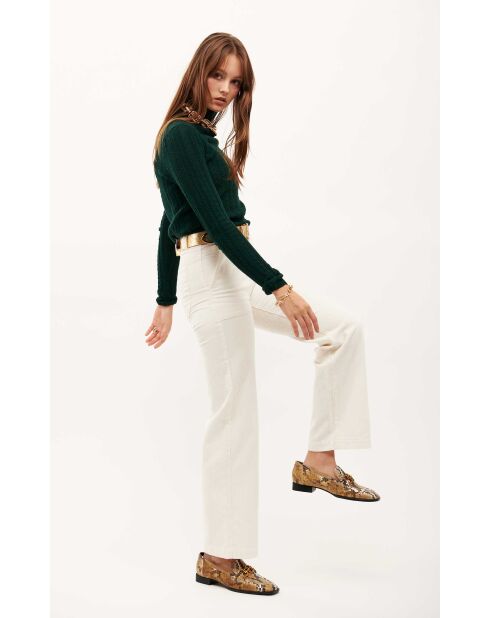 Pantalon droit en velours côtelé William blanc