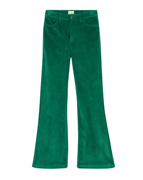 Pantalon flare en velours côtelé Victoria vert