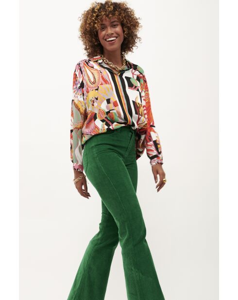 Pantalon flare en velours côtelé Victoria vert