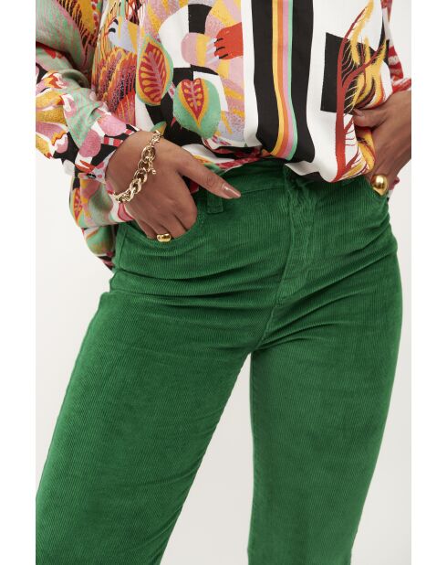 Pantalon flare en velours côtelé Victoria vert
