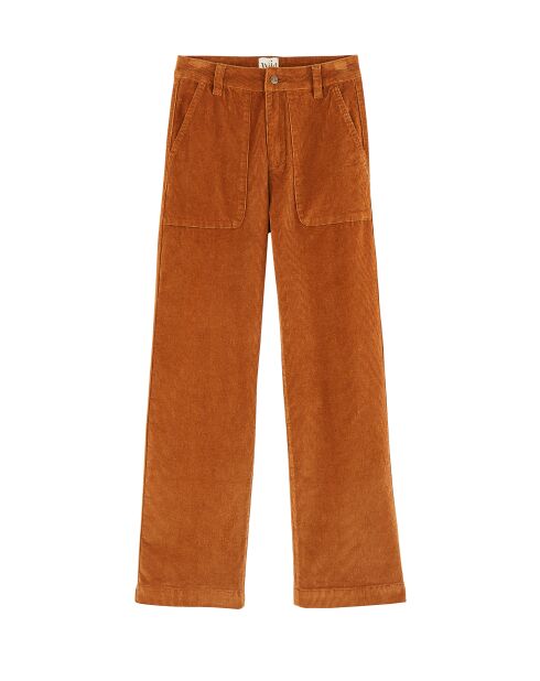 Pantalon droit en velours côtelé William camel