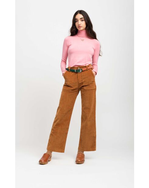 Pantalon droit en velours côtelé William camel