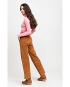 Pantalon droit en velours côtelé William camel