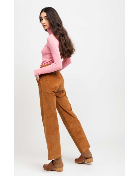 Pantalon droit en velours côtelé William camel