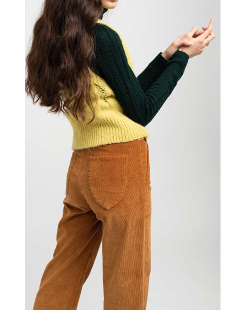Pantalon droit en velours côtelé William camel