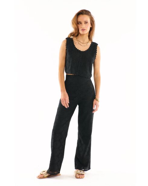 Pantalon léger crochet dentelle Kayle noir