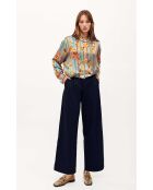 Pantalon à pinces  large Kate bleu
