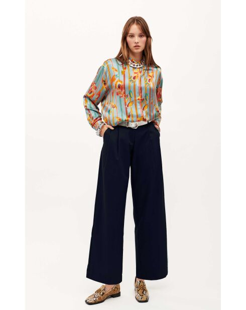 Pantalon à pinces  large Kate bleu