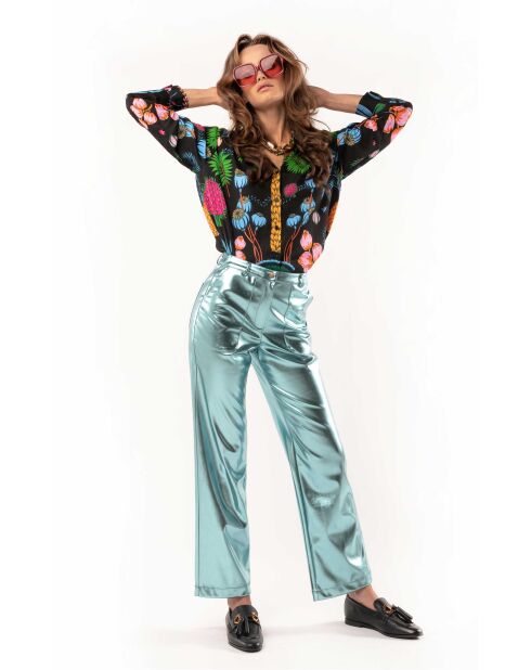 Pantalon métallisé Charles bleu