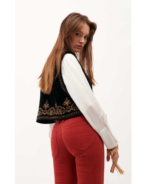 Pantalon flare en velours côtelé Victoria marron
