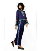 Pantalon droit à motifs Tina bleu