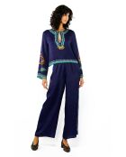 Pantalon droit à motifs Tina bleu