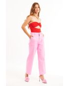Pantalon jean large rétro Henry rose