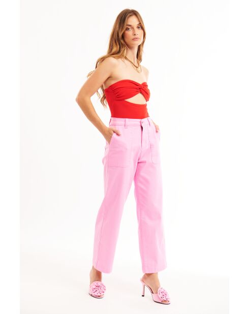 Pantalon jean large rétro Henry rose