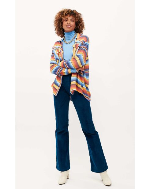 Pantalon flare en velours côtelé Victoria bleu