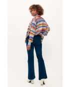 Pantalon flare en velours côtelé Victoria bleu