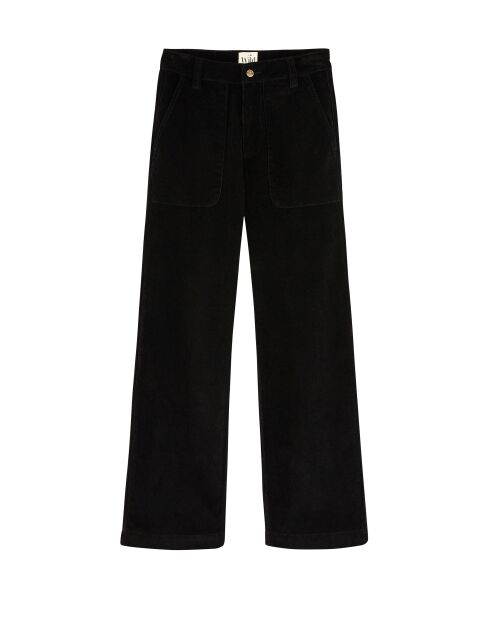 Pantalon droit en velours côtelé William noir