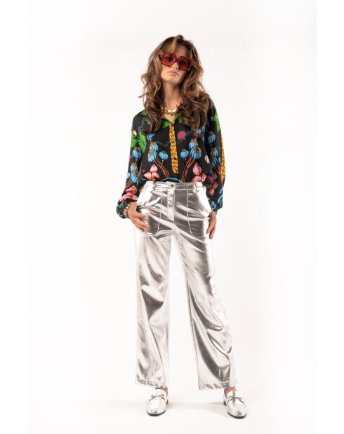 Pantalon métallisé Charles argenté