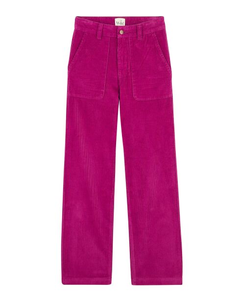 Pantalon droit en velours côtelé William rose