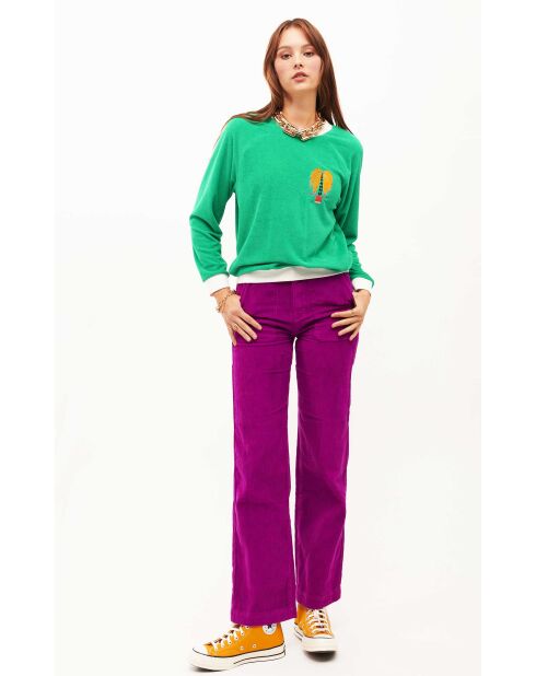 Pantalon droit en velours côtelé William rose