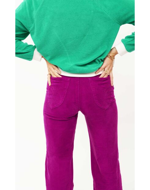 Pantalon droit en velours côtelé William rose