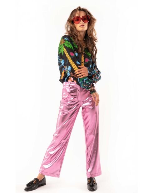 Pantalon métallisé Charles rose