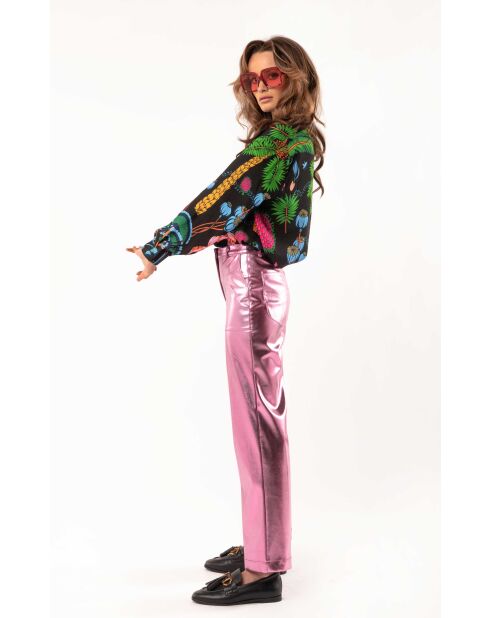 Pantalon métallisé Charles rose