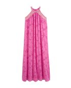Robe longue brodée de fleurs Gabriel rose