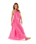 Robe longue brodée de fleurs Gabriel rose