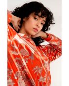 Robe midi manches longues à motifs Jaya rouge