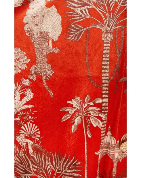 Robe midi manches longues à motifs Jaya rouge