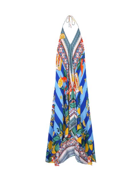 Robe d'été rayée imprimé citron Voila Sicily bleue