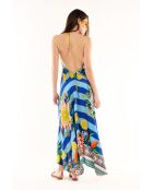 Robe d'été rayée imprimé citron Voila Sicily bleue