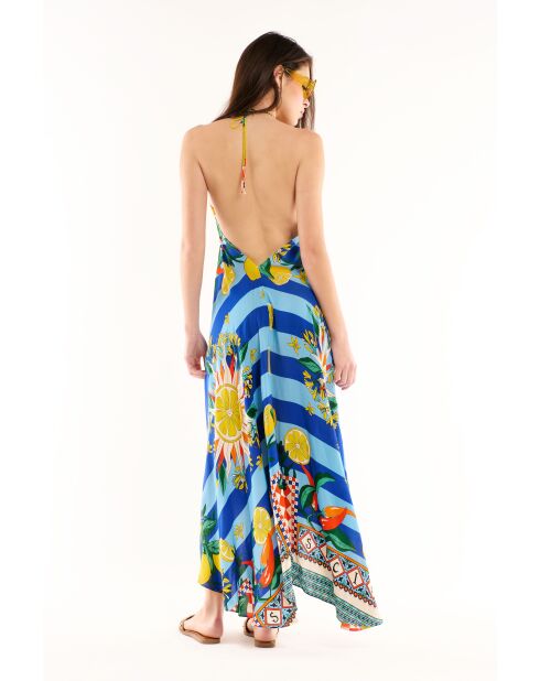 Robe d'été rayée imprimé citron Voila Sicily bleue