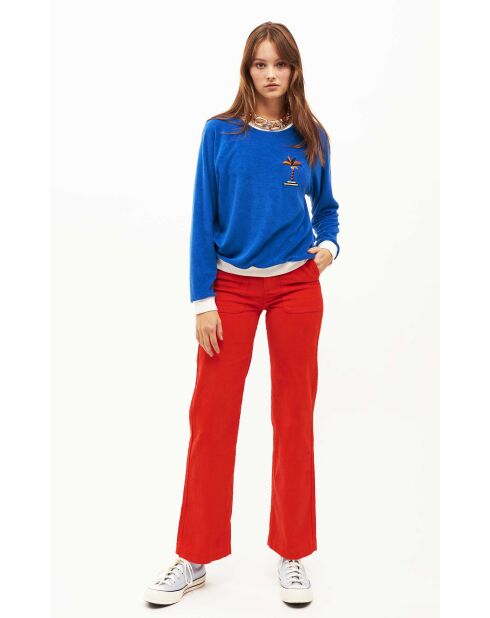 Pantalon droit en velours côtelé William rouge
