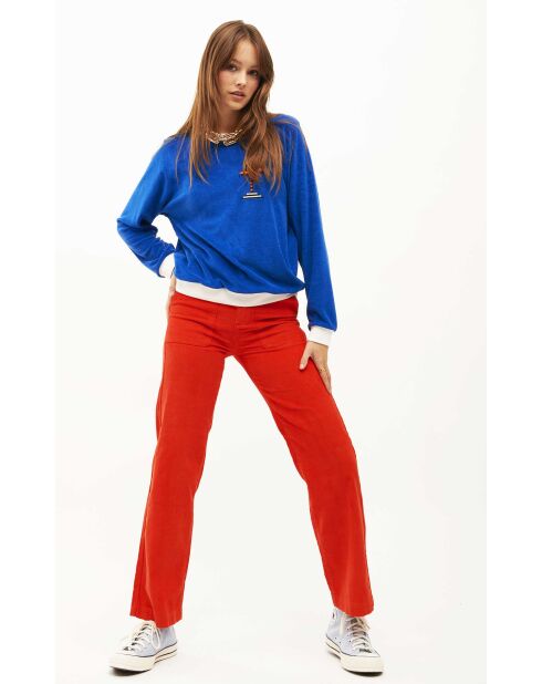 Pantalon droit en velours côtelé William rouge