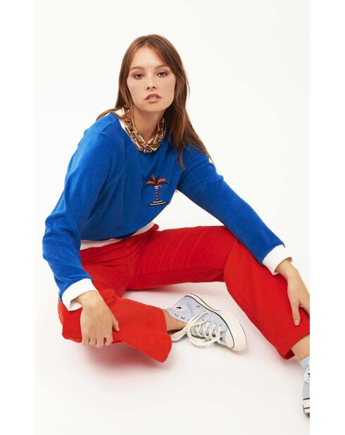 Pantalon droit en velours côtelé William rouge