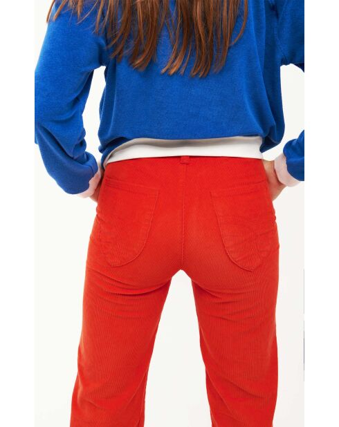 Pantalon droit en velours côtelé William rouge