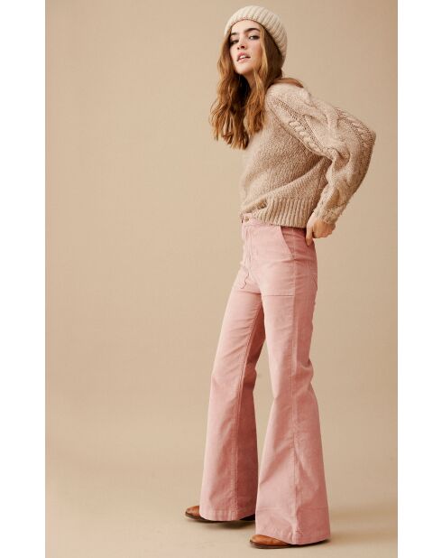 Pantalon bootcut velours côtelé Elisabeth rose