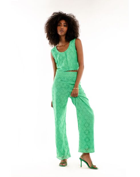 Pantalon léger crochet dentelle Kayle vert