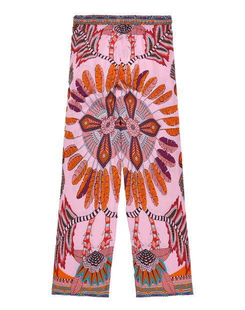 Pantalon droit imprimé Athena rose