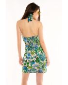 Robe courte imprimé vintage Anita verte